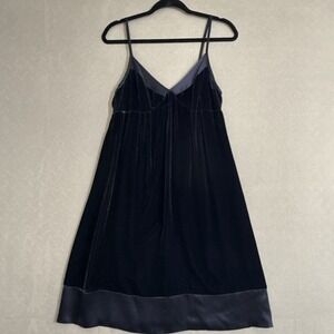 Y2k Navy Velvet Babydoll Dress GAP Formal Whimsigoth Dark Coquette Stargirl Boho